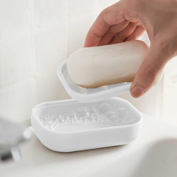 kkbbma under $5 Draining Soap Dishes, Dishwashing Sponge Soap Holder with Water Tray, Keep The Place Dry, Easy to Clean Soap Cases, Suitable for Kitchen, Bathroom, Soap Container