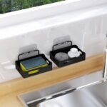 Kvago Soap Dish Shower Stainless Steel Wall Mounted Bar Holder Bathroom with 2 Hooks Black