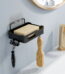 Kvago Soap Dish Shower Stainless Steel Wall Mounted Bar Holder Bathroom with 2 Hooks Black