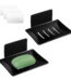LELE LIFE 2Pcs Bar Soap Holder, Self Adhesive Soap Holder for Shower Wall, Self Draining Aluminum Soap Box Container Tray, Soap Dish for Shower Bathroom, Black