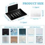 LELE LIFE 2Pcs Bar Soap Holder, Self Adhesive Soap Holder for Shower Wall, Self Draining Aluminum Soap Box Container Tray, Soap Dish for Shower Bathroom, Black