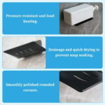 LELE LIFE 2Pcs Bar Soap Holder, Self Adhesive Soap Holder for Shower Wall, Self Draining Aluminum Soap Box Container Tray, Soap Dish for Shower Bathroom, Black