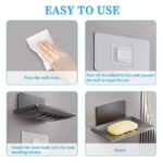 LELE LIFE 2Pcs Bar Soap Holder, Self Adhesive Soap Holder for Shower Wall, Self Draining Aluminum Soap Box Container Tray, Soap Dish for Shower Bathroom, Black