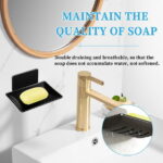 LELE LIFE 2Pcs Bar Soap Holder, Self Adhesive Soap Holder for Shower Wall, Self Draining Aluminum Soap Box Container Tray, Soap Dish for Shower Bathroom, Black