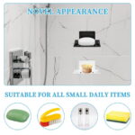 LELE LIFE 2Pcs Bar Soap Holder, Self Adhesive Soap Holder for Shower Wall, Self Draining Aluminum Soap Box Container Tray, Soap Dish for Shower Bathroom, Black