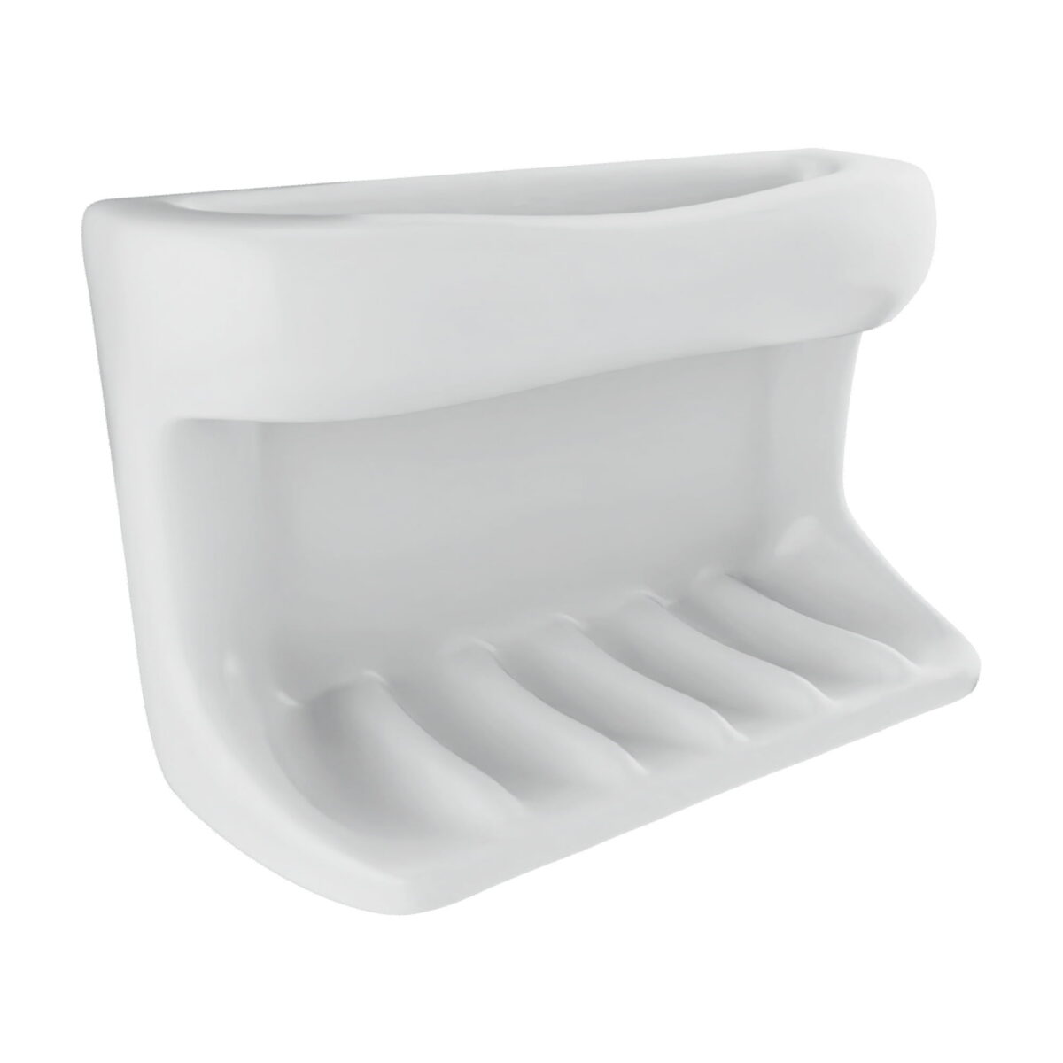 Lenape Recessed White Ceramic Soap Dish with Cloth Holder – Durable Bathroom Wall-Mount Accessory, 4-1/4 x 6-1/4 in