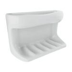 Lenape Recessed White Ceramic Soap Dish with Cloth Holder – Durable Bathroom Wall-Mount Accessory, 4-1/4 x 6-1/4 in