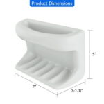 Lenape Recessed White Ceramic Soap Dish with Cloth Holder – Durable Bathroom Wall-Mount Accessory, 4-1/4 x 6-1/4 in