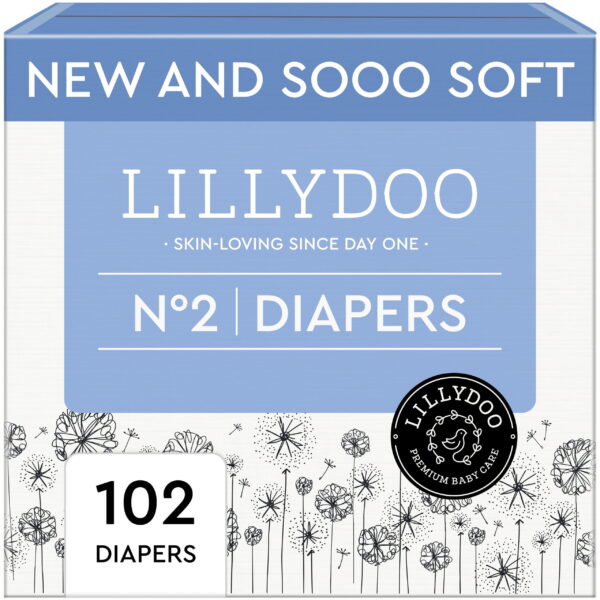 LILLYDOO Baby Diapers Skinfriendly Size 2 (9-18 lbs), 102 Count (Select for More Options)