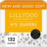 LILLYDOO Baby Diapers Skinfriendly Size 5 (24-35 lbs), 132 Count (Select for More Options)