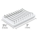 Linkidea Double Layer Ceramic Soap Dish, Stainless Steel Self Draining Soap Tray Holder, Soap Sponge Box for Bathroom Shower