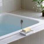 Linkidea Double Layer Ceramic Soap Dish, Stainless Steel Self Draining Soap Tray Holder, Soap Sponge Box for Bathroom Shower