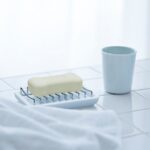 Linkidea Double Layer Ceramic Soap Dish, Stainless Steel Self Draining Soap Tray Holder, Soap Sponge Box for Bathroom Shower