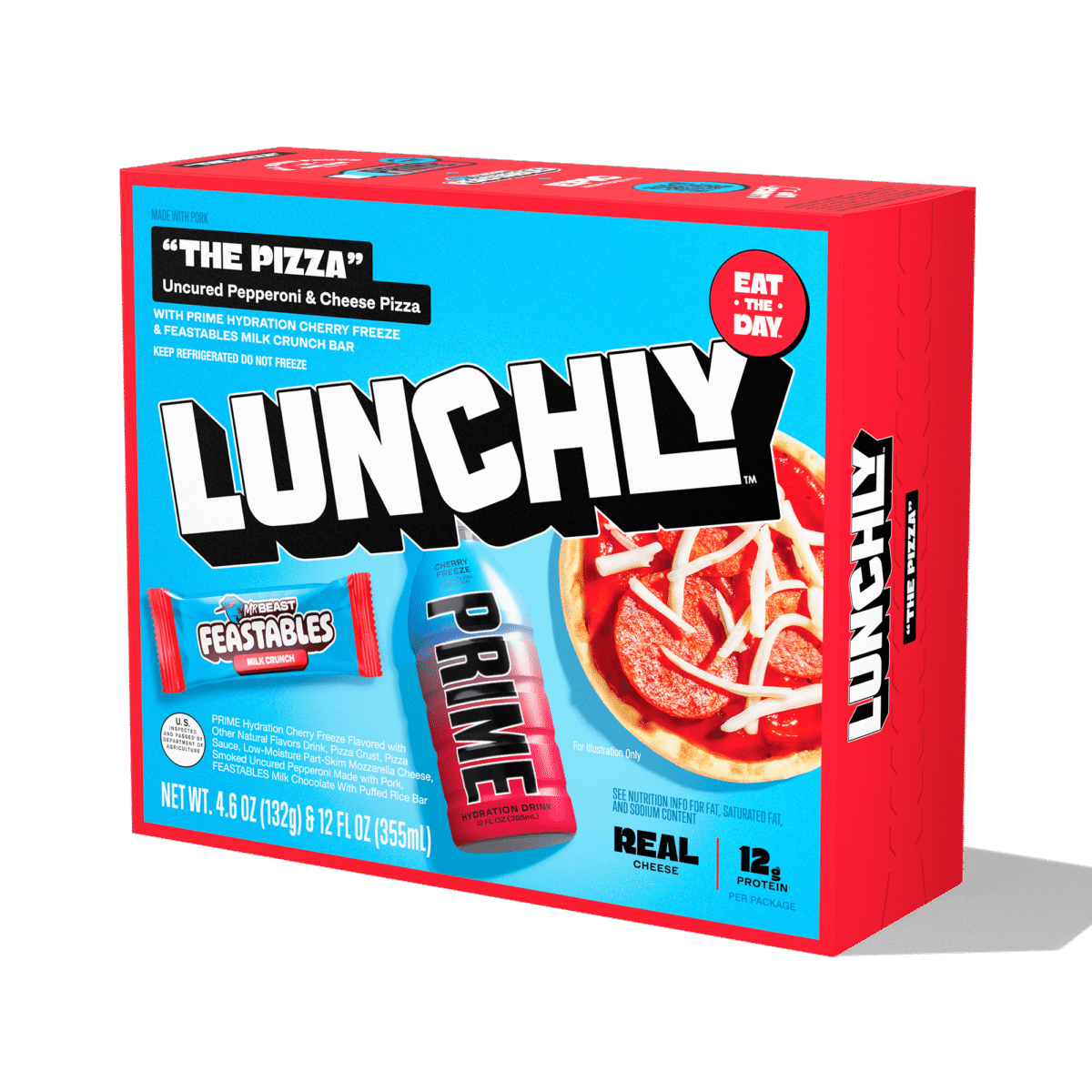 Lunchly Meal Kit, Pizza Party with Feastables Chocolate and Prime Hydration