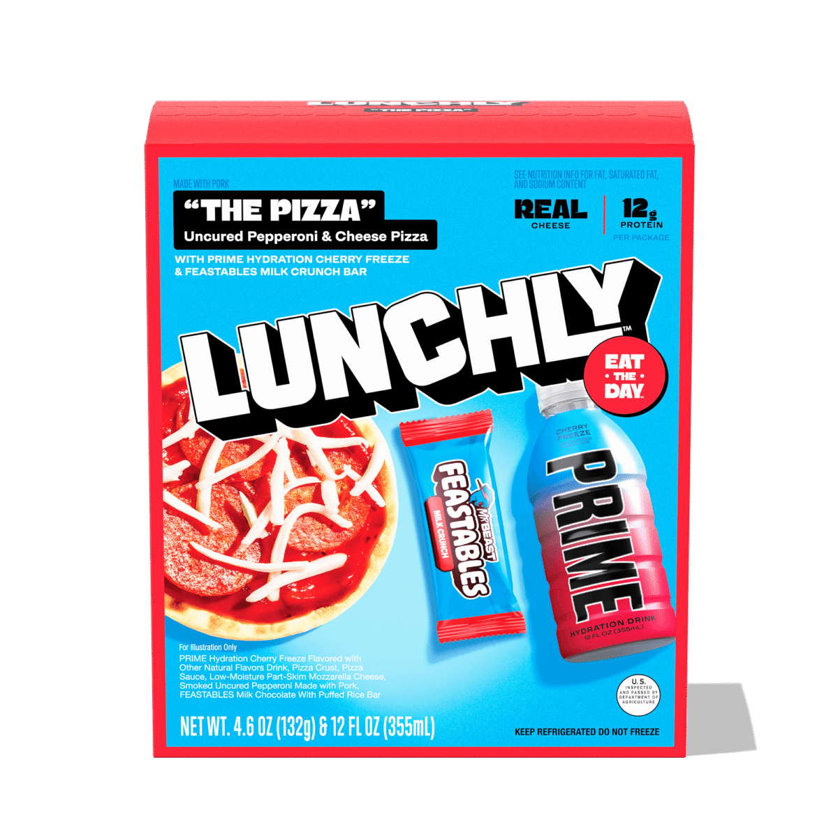 Lunchly Meal Kit, Pizza Party with Feastables Chocolate and Prime Hydration