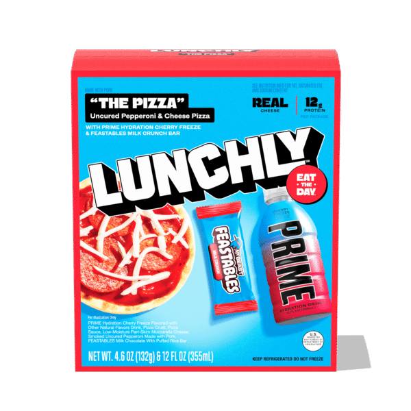 Lunchly Meal Kit, Pizza Party with Feastables Chocolate and Prime Hydration