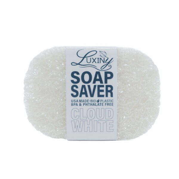 Luxiny American Made Soap Saver for Soap Dish, Shower Soap Holder & Travel Soap Boxes Helps Handmade Soap Last Longer - Made from Plant Based Eco Friendly Bioplastics Cloud White