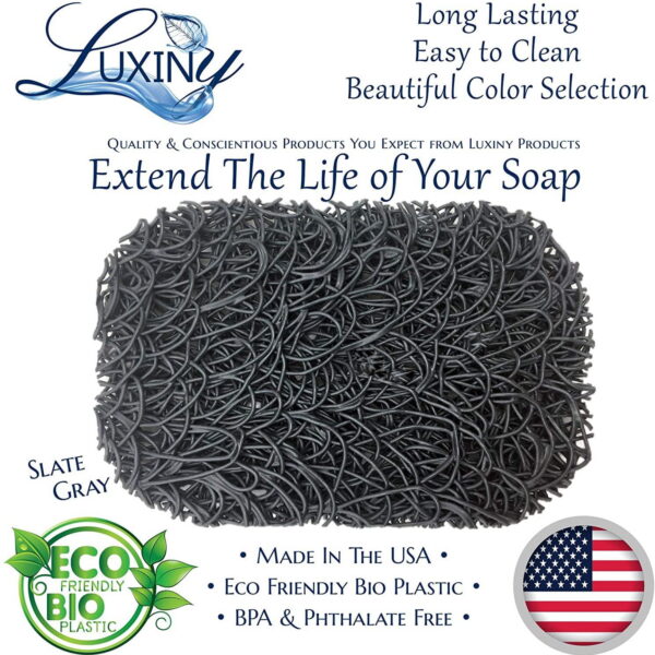 Luxiny American Made Soap Saver for Soap Dishes & Shower Soap Holders - Helps Handmade Soap Last Longer - Made from Plant Based Environmentally Friendly Bioplastics Slate Gray -...