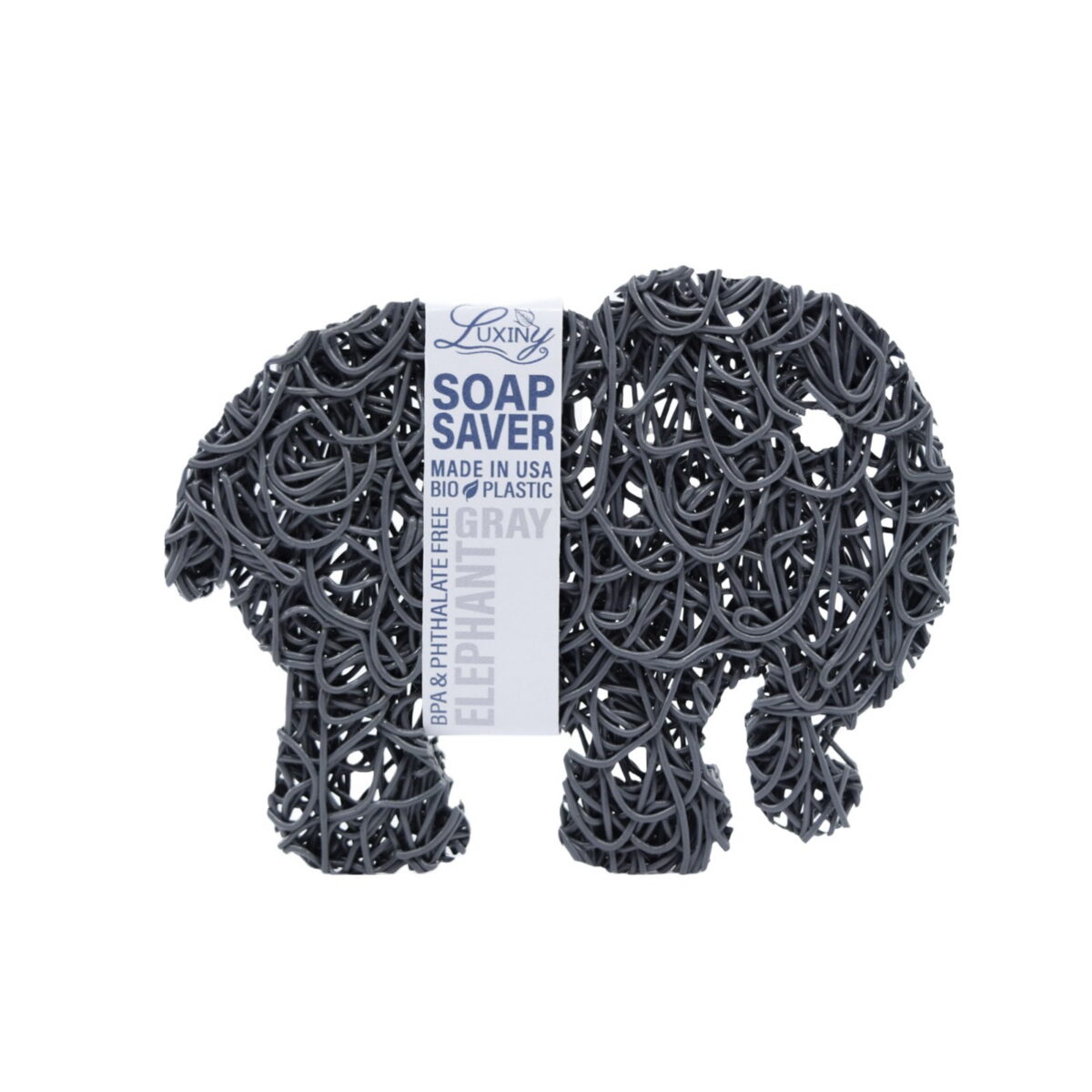 Luxiny American Made Soap Saver for Soap Dishes & Shower Soap Holders - Helps Handmade Soap Last Longer - Made from Plant Based Environmentally Friendly Bioplastics Gray Elephant