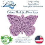 Luxiny American Made Soap Saver for Soap Dishes & Shower Soap Holders - Helps Handmade Soap Last Longer - Made from Plant Based Environmentally Friendly Bioplastics Lilac Butterfly
