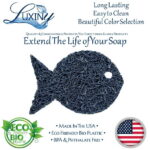 Luxiny American Made Soap Saver for Soap Dishes & Shower Soap Holders - Helps Handmade Soap Last Longer - Made from Plant Based Environmentally Friendly Bioplastics Navy Blue Fish
