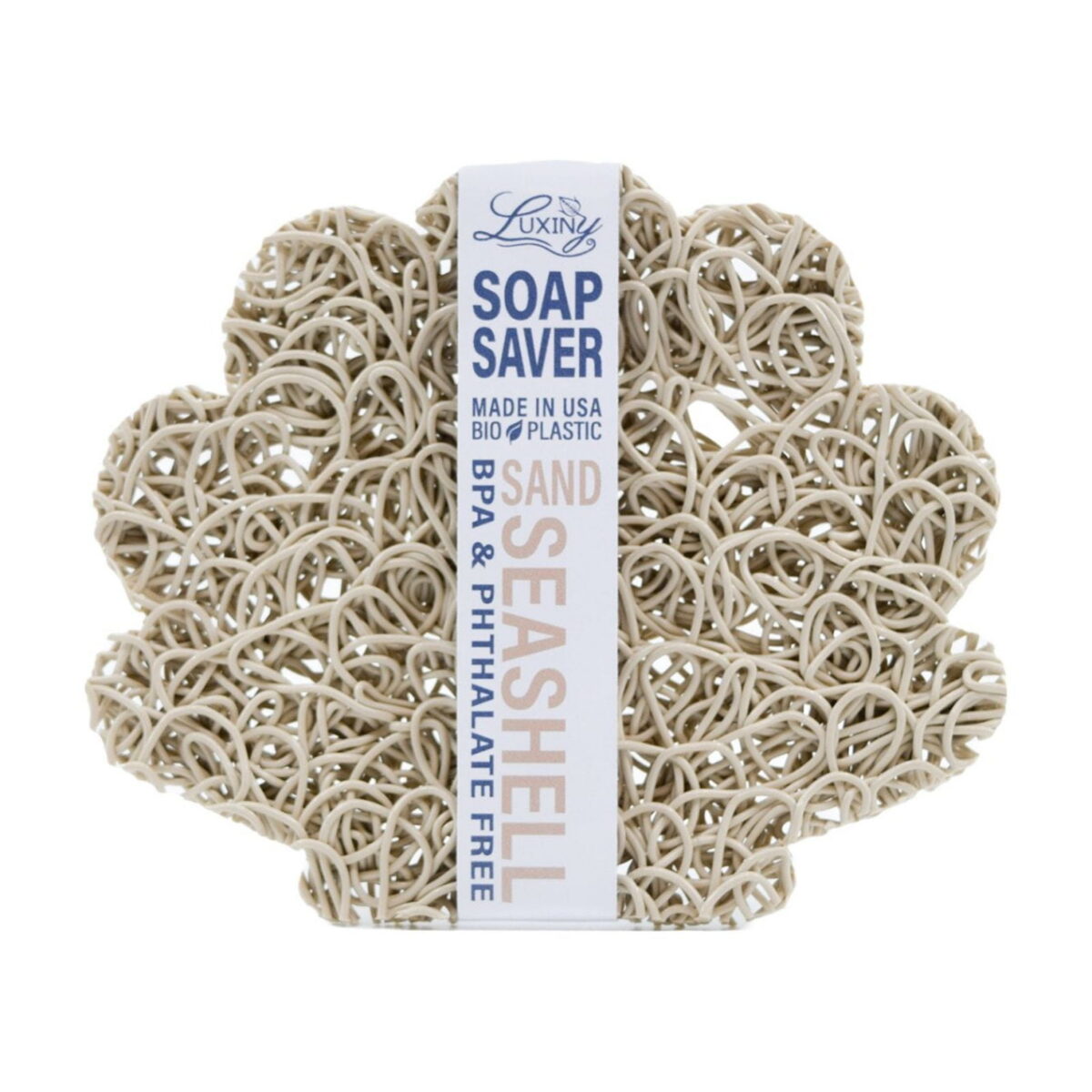 Luxiny American Made Soap Saver for Soap Dishes & Shower Soap Holders - Helps Handmade Soap Last Longer - Made from Plant Based Environmentally Friendly Bioplastics Sand Seashell