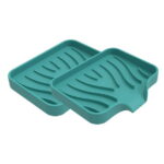LYCAQL 2 Pack Silicone Soap Container Box Trays with Drain Portable Mini Sink Soap Bar Holder Self Draining Waterfall Soap Dish Case for Bathroom Shower Home Indoor