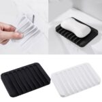 LYCAQL 2 Pack Silicone Soap Container Box Trays with Drain Portable Mini Sink Soap Bar Holder Self Draining Waterfall Soap Dish Case for Bathroom Shower Home Indoor