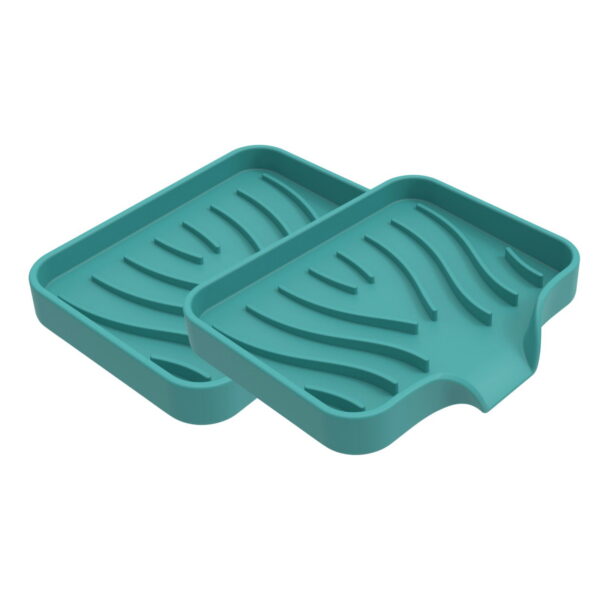LYCAQL 2 Pack Silicone Soap Container Box Trays with Drain Portable Mini Sink Soap Bar Holder Self Draining Waterfall Soap Dish Case for Bathroom Shower Home Indoor