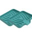 LYCAQL 2 Pack Silicone Soap Container Box Trays with Drain Portable Mini Sink Soap Bar Holder Self Draining Waterfall Soap Dish Case for Bathroom Shower Home Indoor
