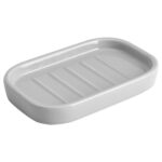 Mainstays Basic Ceramic Soap Dish Soft Silver Grey