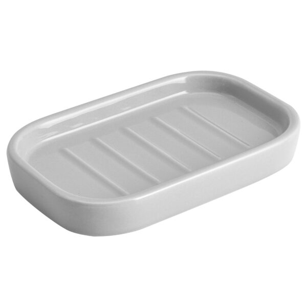 Mainstays Basic Ceramic Soap Dish Soft Silver Grey