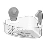 Mainstays Clear Wall-Mounted Corner Suction Bath Basket, Easy to Install, No Tools