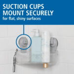 Mainstays Clear Wall-Mounted Corner Suction Bath Basket, Easy to Install, No Tools