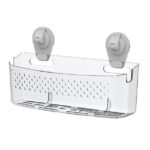 Mainstays Clear Wall-Mounted Extra-Large Suction Bath Basket, Easy to Install, No Tools