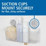 Mainstays Clear Wall-Mounted Extra-Large Suction Bath Basket, Easy to Install, No Tools