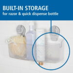 Mainstays Clear Wall-Mounted Extra-Large Suction Bath Basket, Easy to Install, No Tools