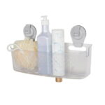 Mainstays Clear Wall-Mounted Extra-Large Suction Bath Basket, Easy to Install, No Tools