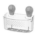 Mainstays Clear Wall-Mounted Suction Bath Basket, Easy to Install, No Tools Needed