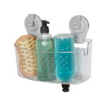 Mainstays Clear Wall-Mounted Suction Bath Basket, Easy to Install, No Tools Needed
