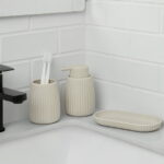 Mainstays Rubberized Plastic Ribbed Accessory Tray, Beige