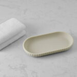 Mainstays Rubberized Plastic Ribbed Accessory Tray, Beige