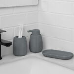 Mainstays Rubberized Plastic Ribbed Accessory Tray, Grey