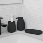 Mainstays Rubberized Plastic Ribbed Soap Pump, Black