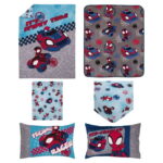 Marvel Spidey 5pc Toddler Bedding & Blanket Bundle, Toddler Bed, Boy, Blue, Polyester
