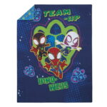 Marvel Spidey Dino Webs 5-Pc Toddler Bed Set - Comforter, Fitted Sheet, Top Sheet, Pillowcase, Blanket, Blue, Toddler Boy