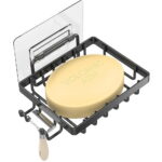 Masadi Soap Dish Soap Bar Holder For Shower, No Drilling, 304 Rustproof Stainless Steel, Wall Mounted Soap Holder With 4 Hooks And Razor Holder, Shower Rack Soap Tray Bar Soap...