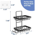 Masadi Soap Dish Soap Bar Holder For Shower, No Drilling, 304 Rustproof Stainless Steel, Wall Mounted Soap Holder With 4 Hooks And Razor Holder, Shower Rack Soap Tray Bar Soap...