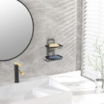 Masadi Soap Dish Soap Bar Holder For Shower, No Drilling, 304 Rustproof Stainless Steel, Wall Mounted Soap Holder With 4 Hooks And Razor Holder, Shower Rack Soap Tray Bar Soap...