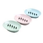 Masteelf Oval Soap Dish with Drainage for Bathroom Kitchen Assorted Color 3 Pcs